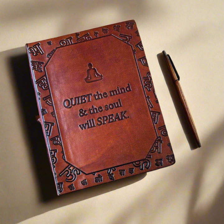Quiet the Mind Leather Journal - Mindfulness & Spiritual Growth