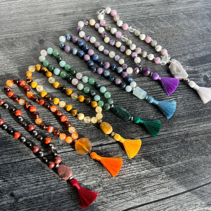 Solar Plexus Meditation Mala – 27 Beads of Citrine & Tiger Eye
