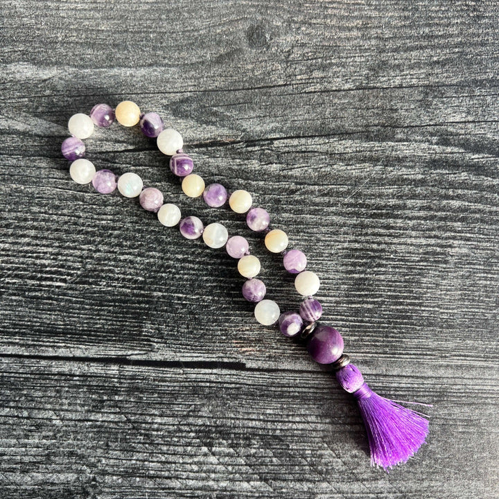 Third Eye Chakra Meditation Mala – 27 Beads of Fluorite & Amethyst