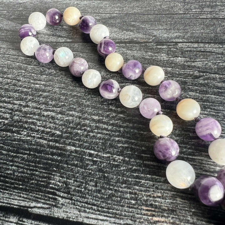 Third Eye Chakra Meditation Mala – 27 Beads of Fluorite & Amethyst