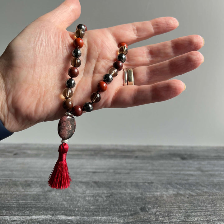 Root Chakra Meditation Mala - 27 Beads of Red Jasper & Hematite
