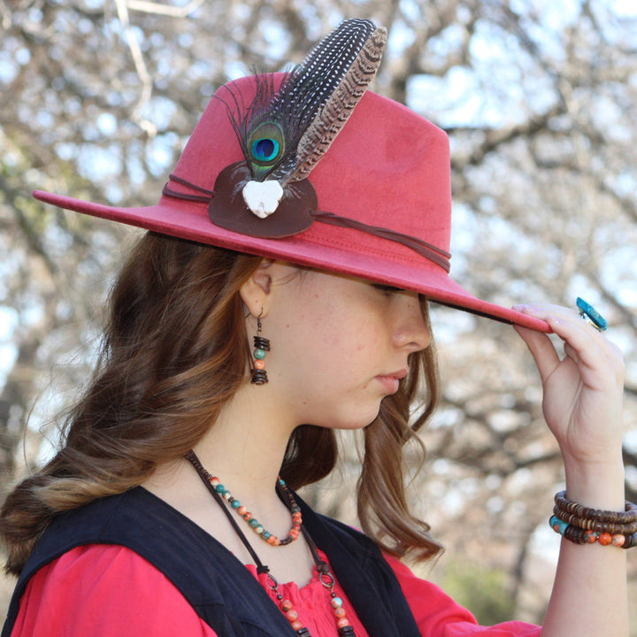 Turquoise and dark beaded drop earrings with small brown accent beads