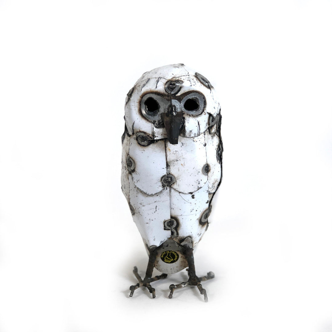 Snowy White Owls - Recycled Metal