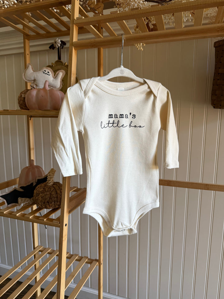 White long-sleeve bodysuit with &