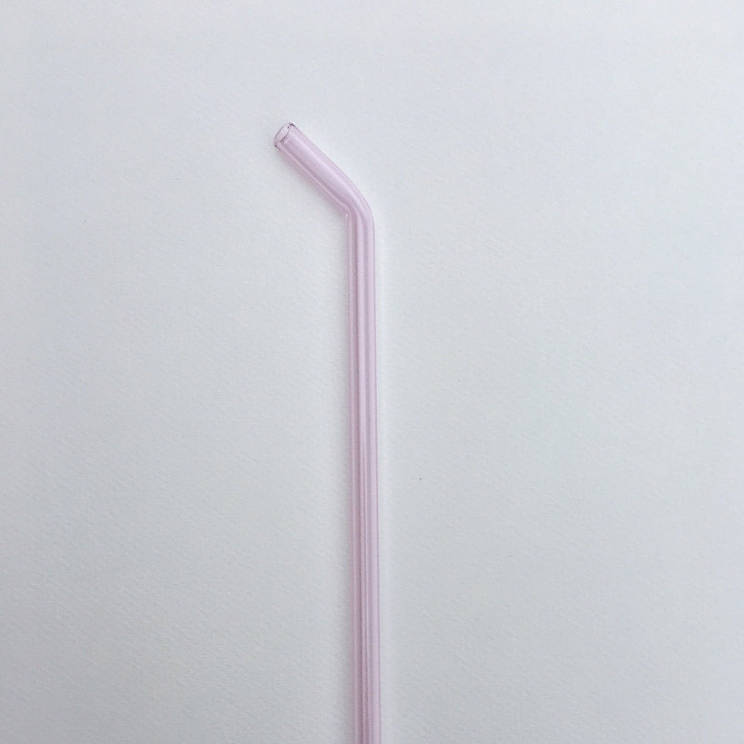 10-inch bent straw in pastel pink, single straw on white background
