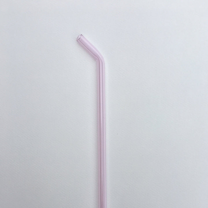 10-inch bent straw in pastel pink, single straw on white background