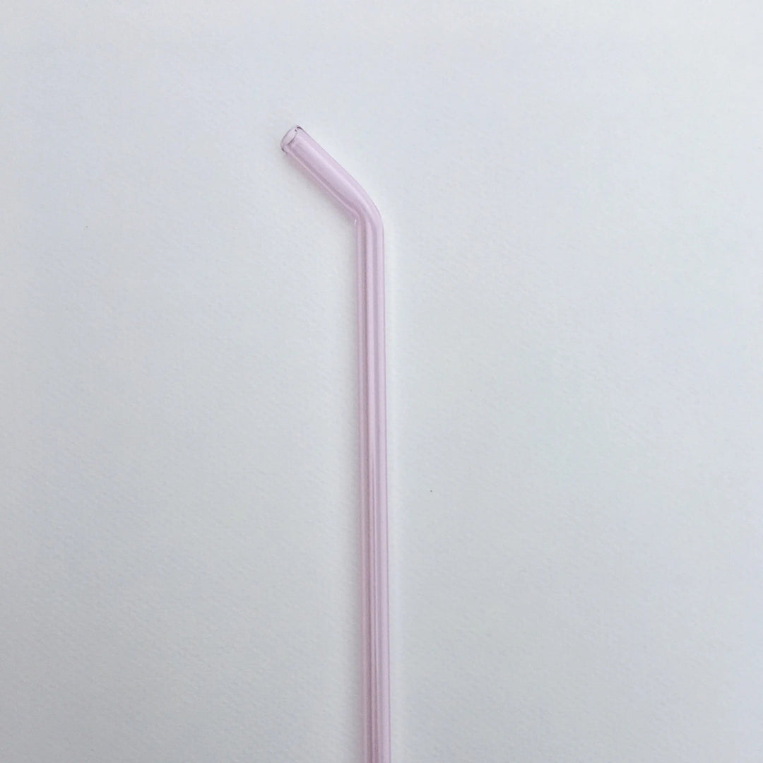 8-inch bent straw with pink-lavender tube and angled drinking end