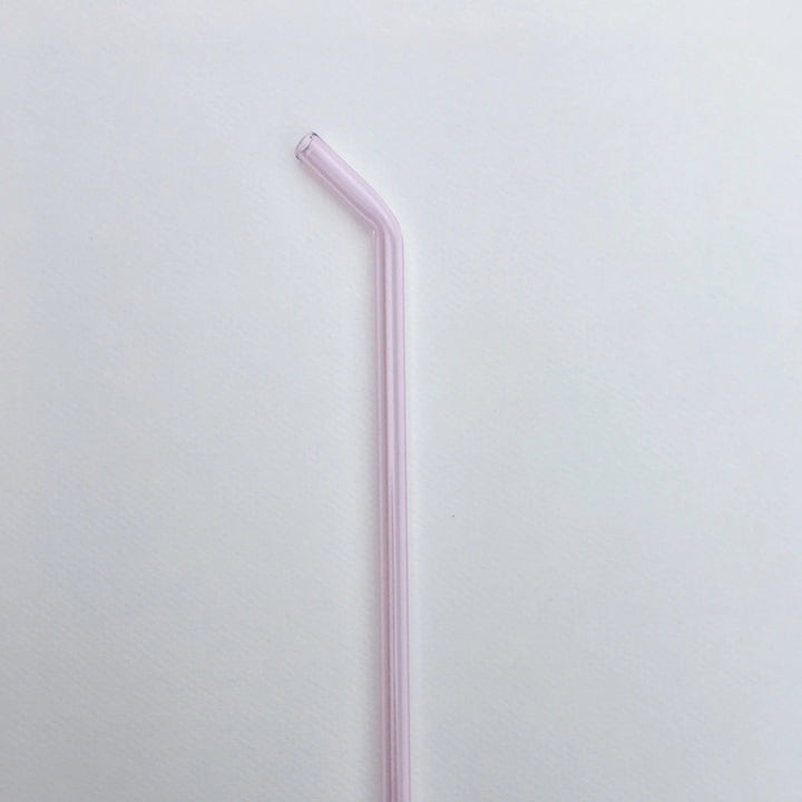 8-inch bent straw with pink-lavender tube and angled drinking end