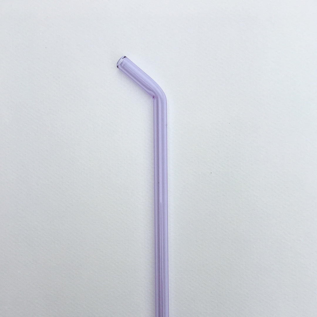 Lavender 10-inch bent straw with curved end