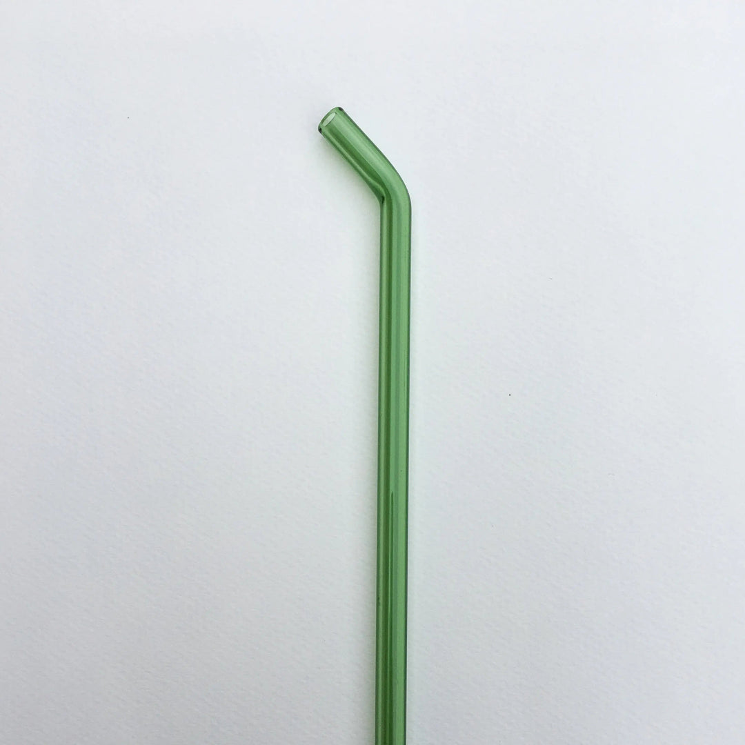8-inch bent straw with green tube and angled drinking end