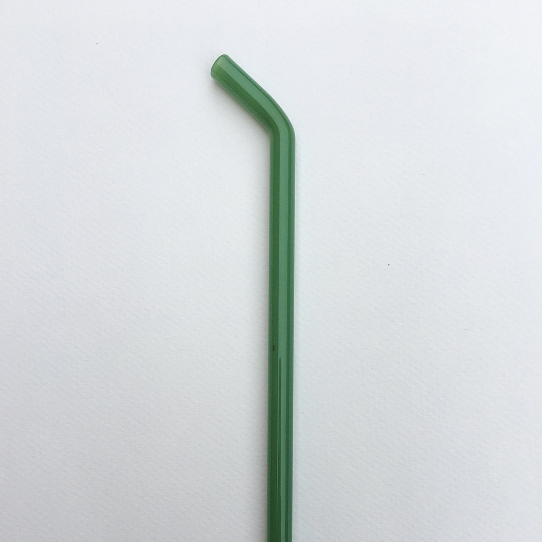 Green 10-inch bent straw with curved end