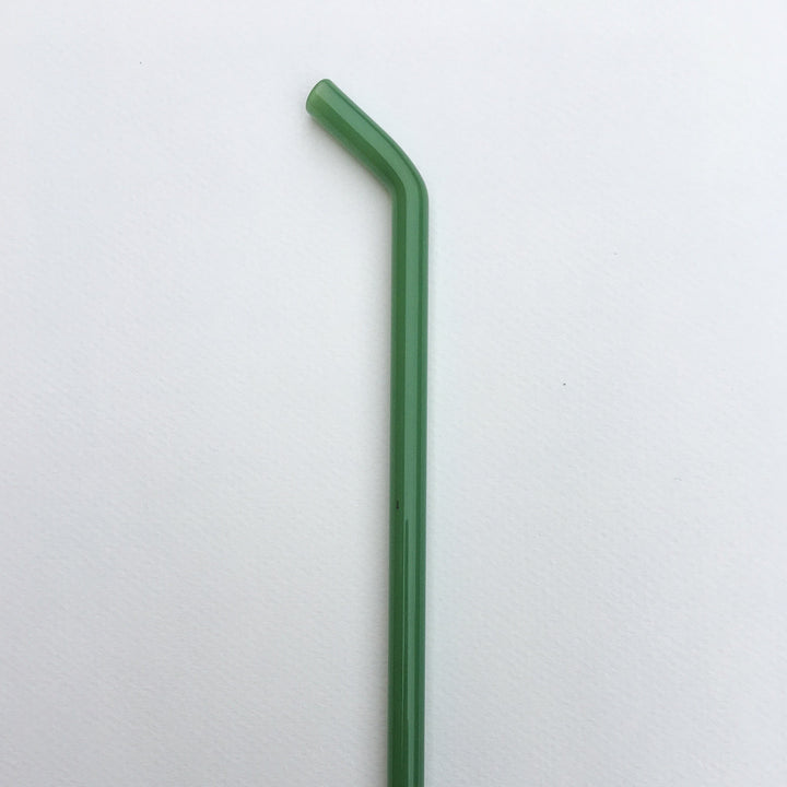 Green 10-inch bent straw with curved end