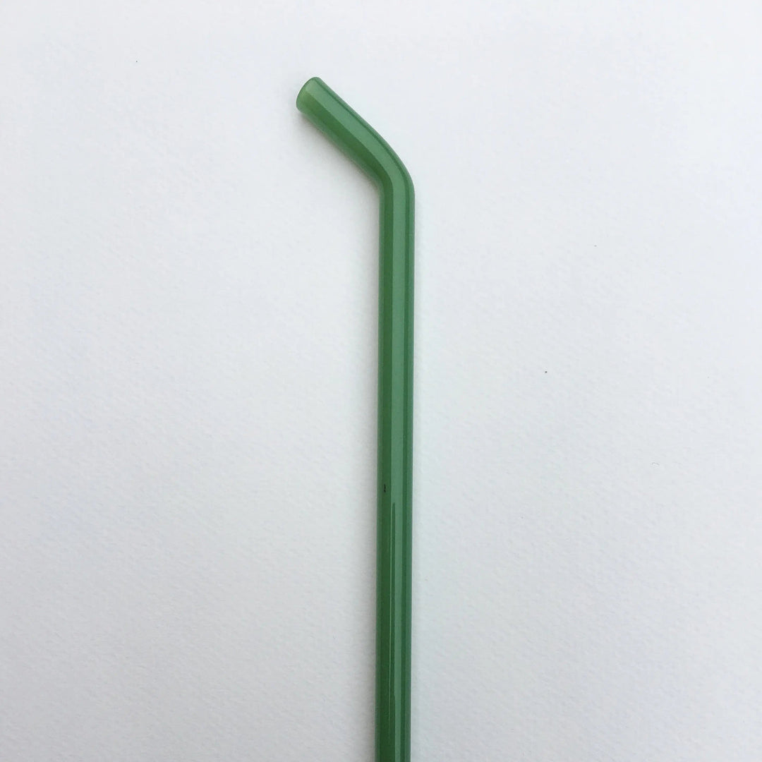 8-inch bent straw with green tube and angled drinking end
