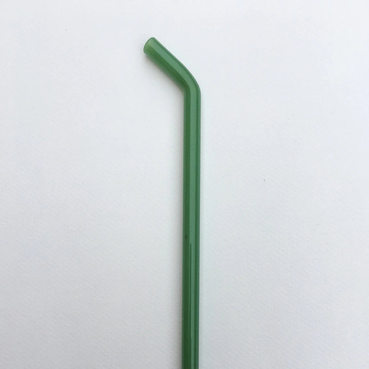 8-inch bent straw with green tube and angled drinking end
