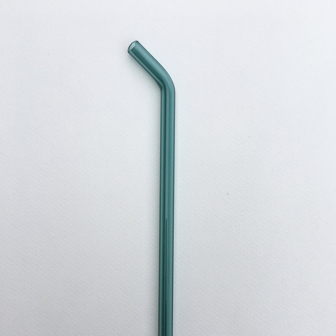 10-inch bent straw in surfside teal, single straw on white background