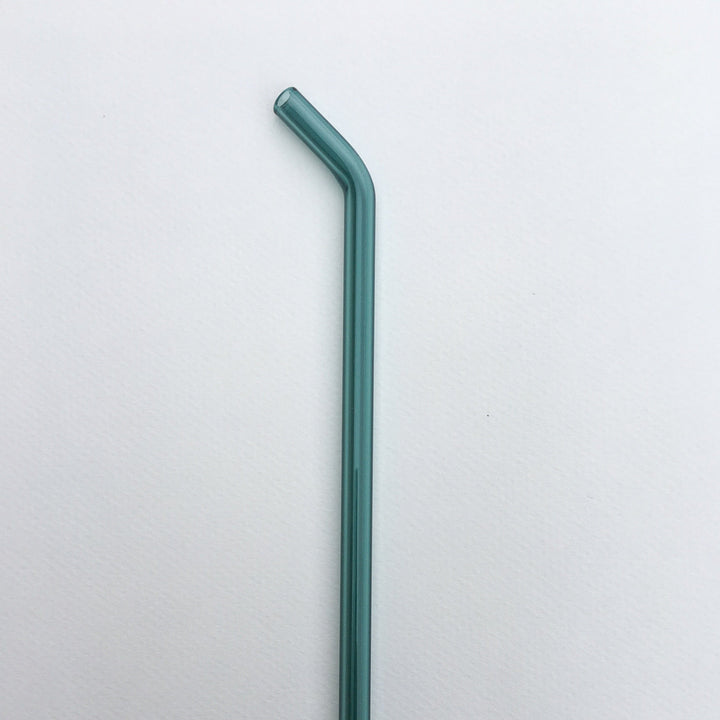 10-inch bent straw in surfside teal, single straw on white background