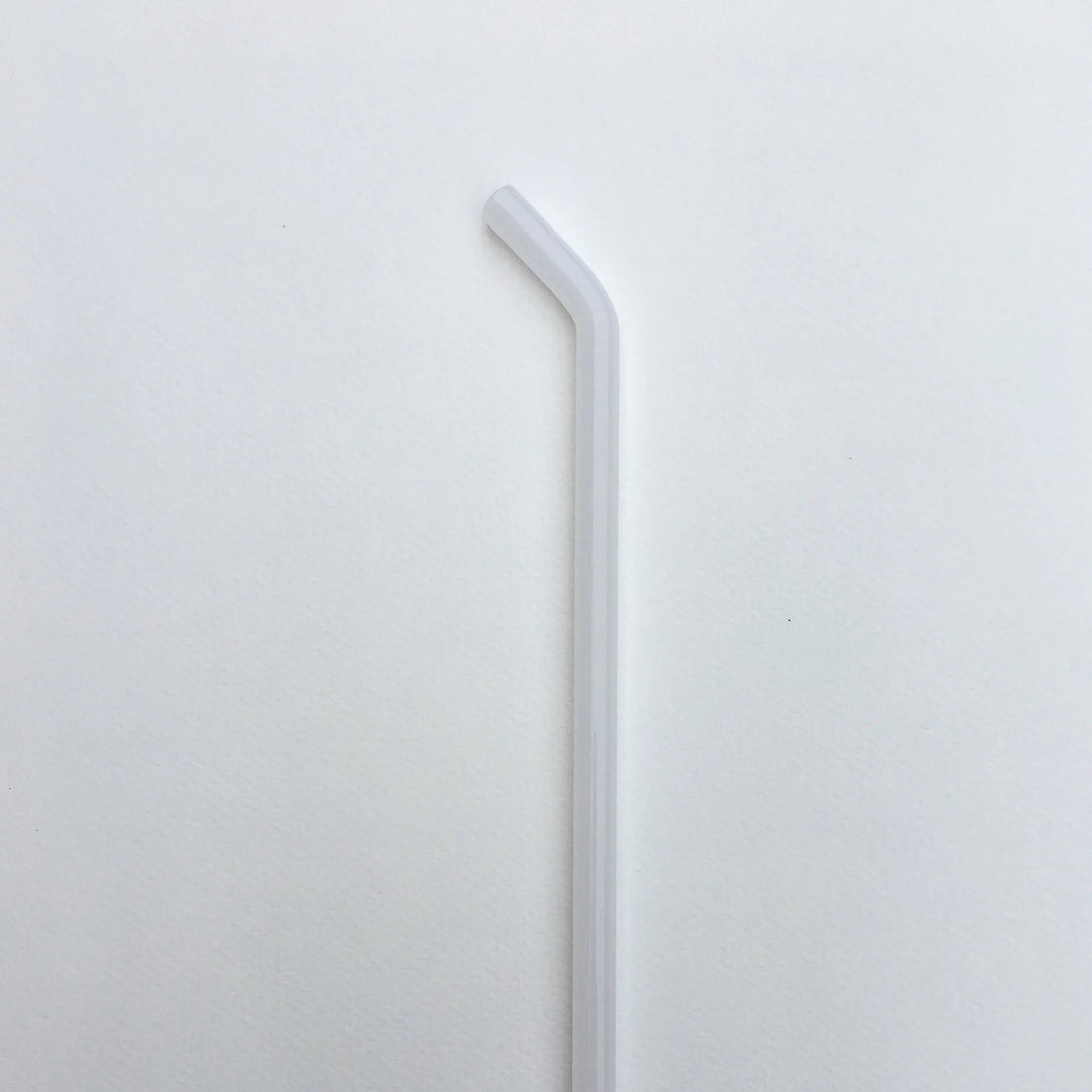 8-inch bent straw with white tube and angled drinking end