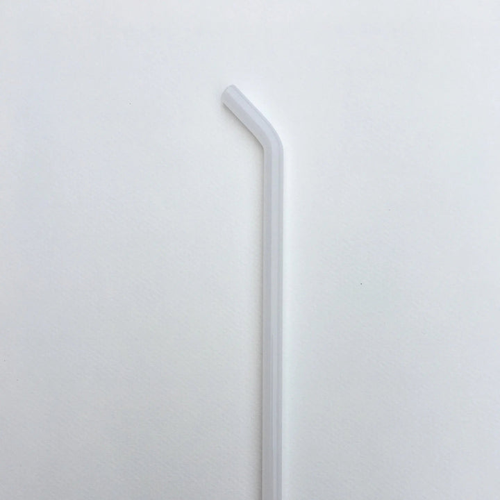 8-inch bent straw with white tube and angled drinking end