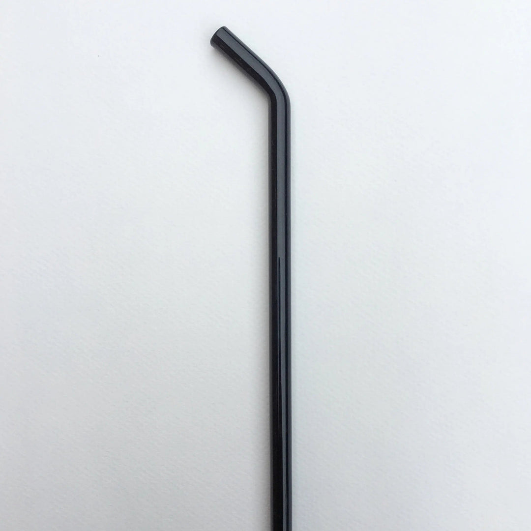 8-inch bent straw with dark tube and angled drinking end