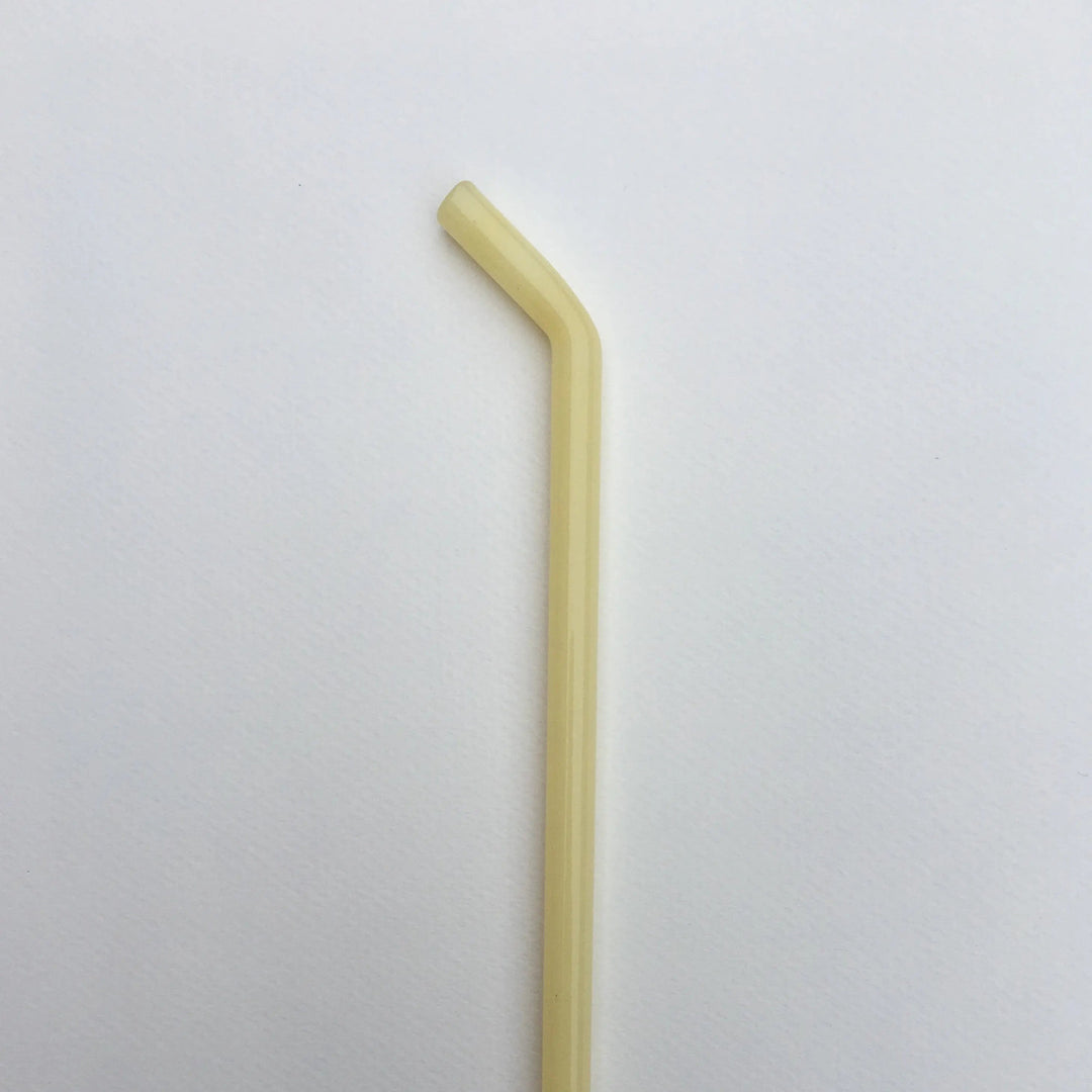 8-inch bent straw with light yellow tube and angled drinking end