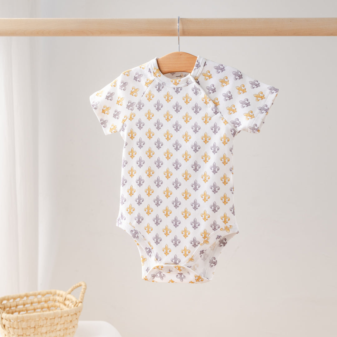 Black and Gold Fleur de Lis Organic Cotton Onesie