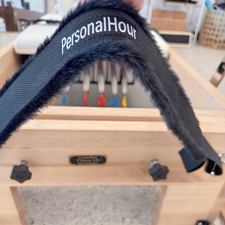 PersonalHour fluffy foot strap, dark navy webbing and fuzzy loop