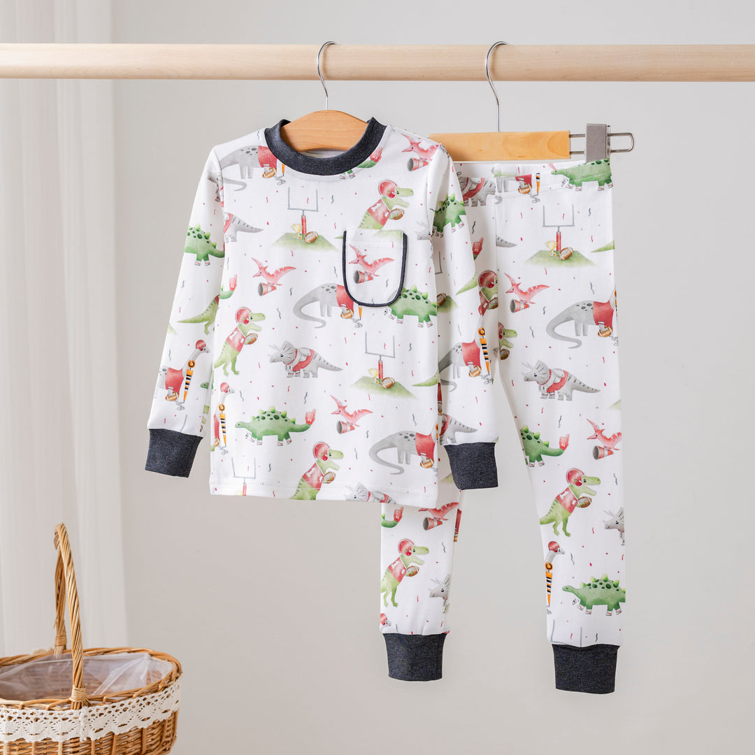 Black & Red Dinos All-Stars Organic Cotton Kids Pajamas