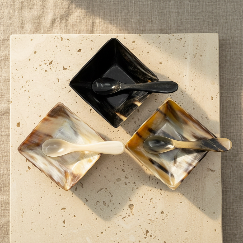 Horn Spice Bowl with Spoon