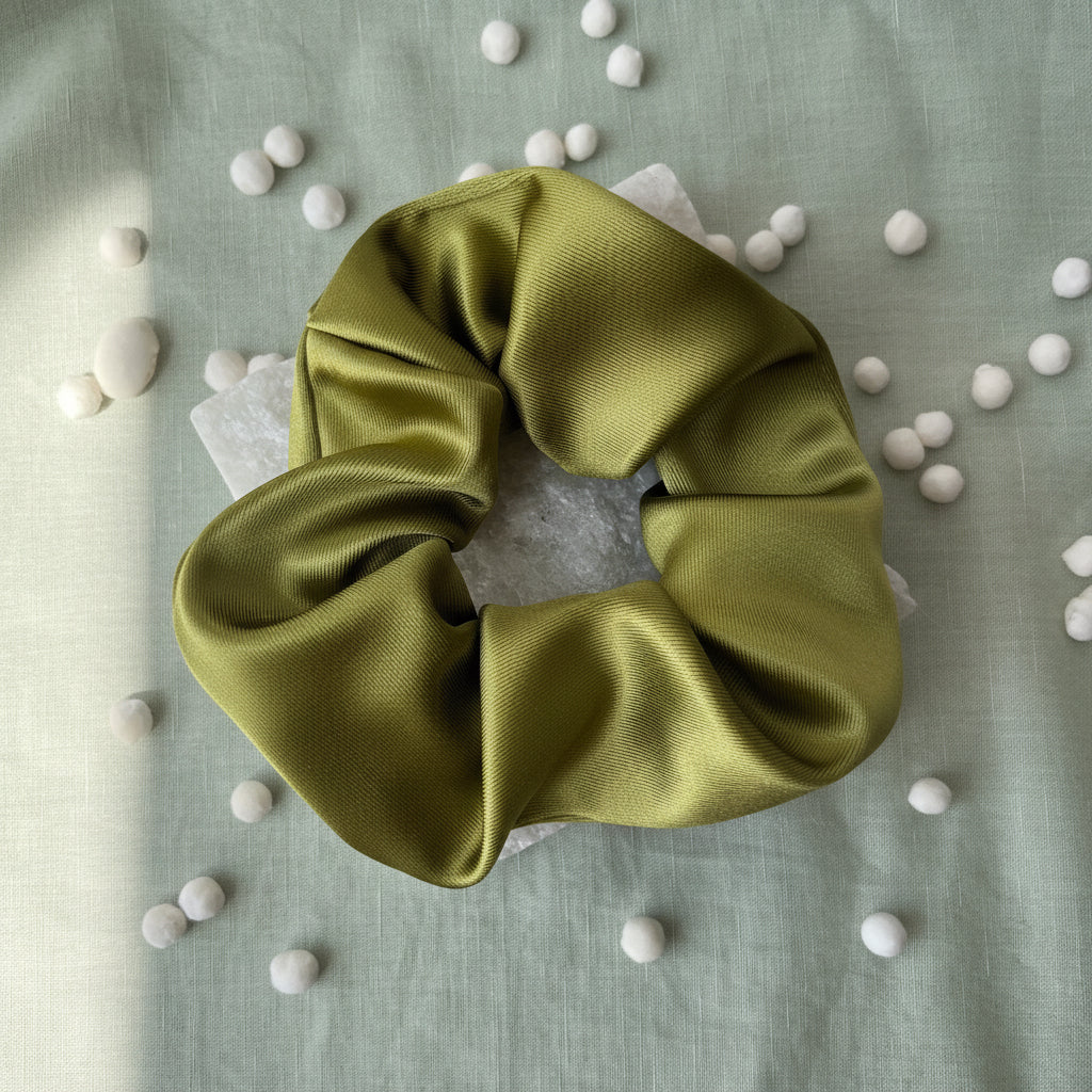 Lime Satin Scrunchie