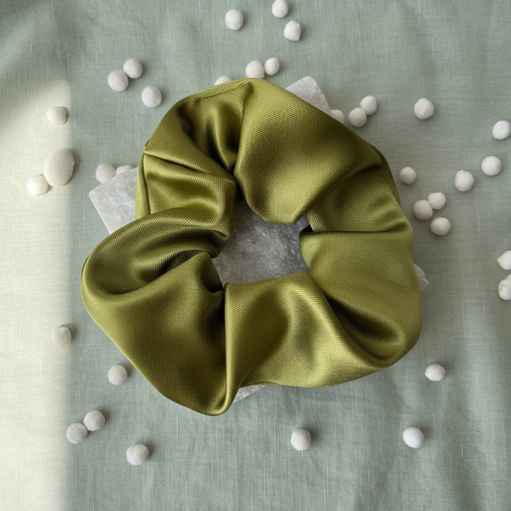 Lime Satin Scrunchie