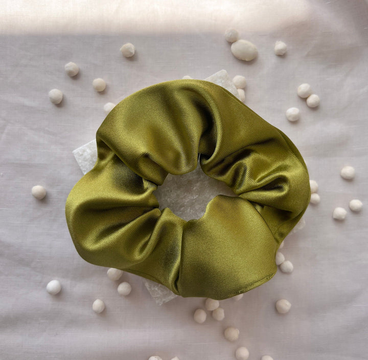 Lime Satin Scrunchie