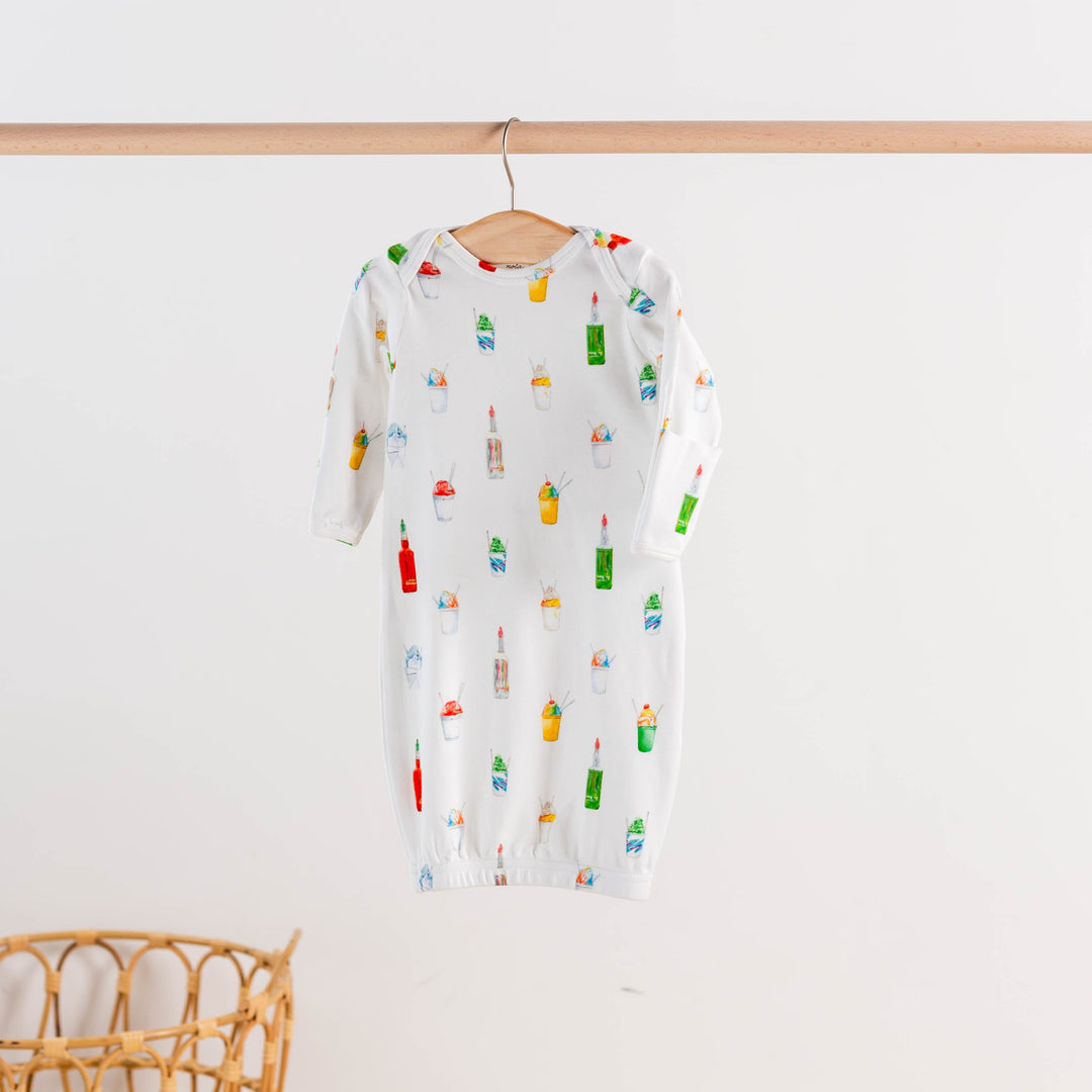 Kids long-sleeve pajama set, white with colorful ice-pop graphics on top and pants