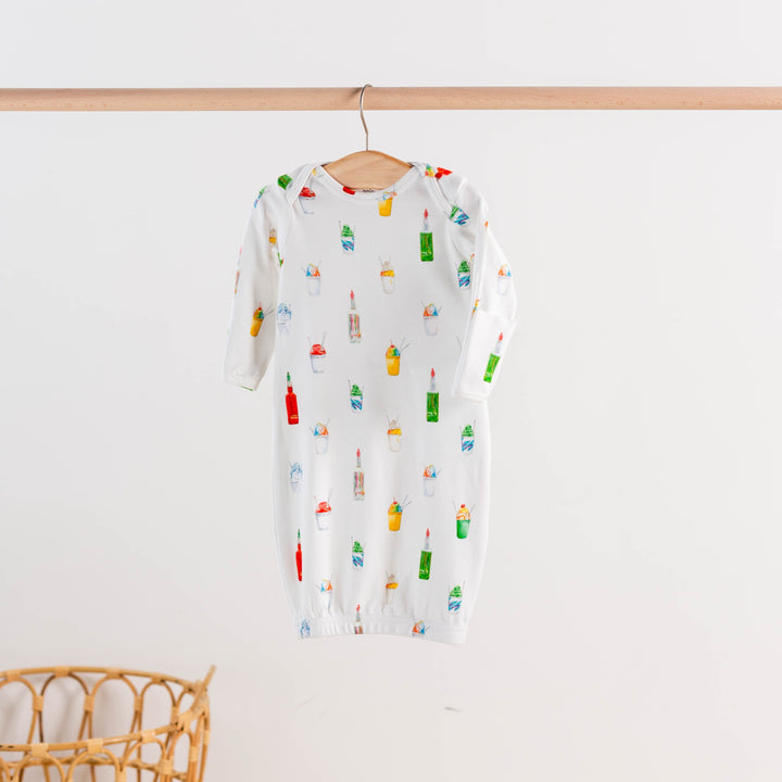 Kids long-sleeve pajama set, white with colorful ice-pop graphics on top and pants