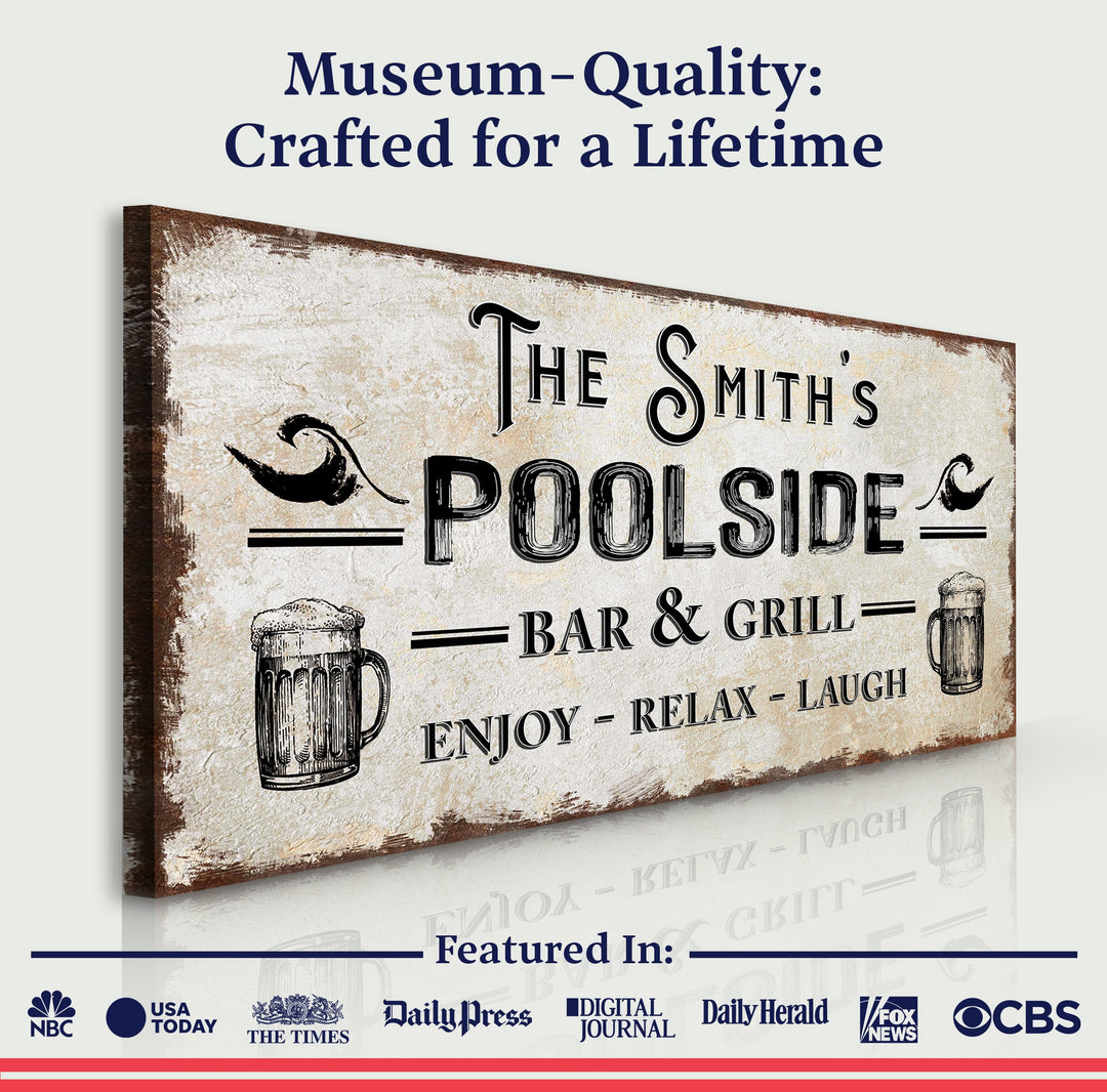 Personalized Poolside Bar And Grill Sign