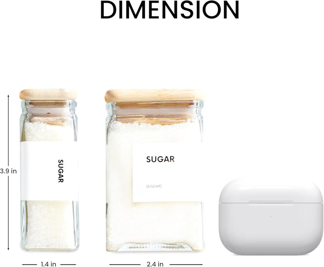 12-Piece Square Glass Spice Jars w/ Airtight Bamboo Lids