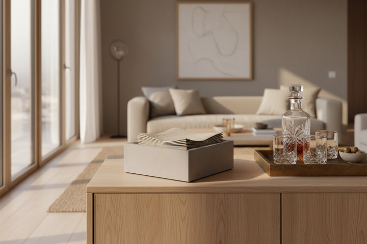 Concrete Cocktail Napkin Bin: Gray