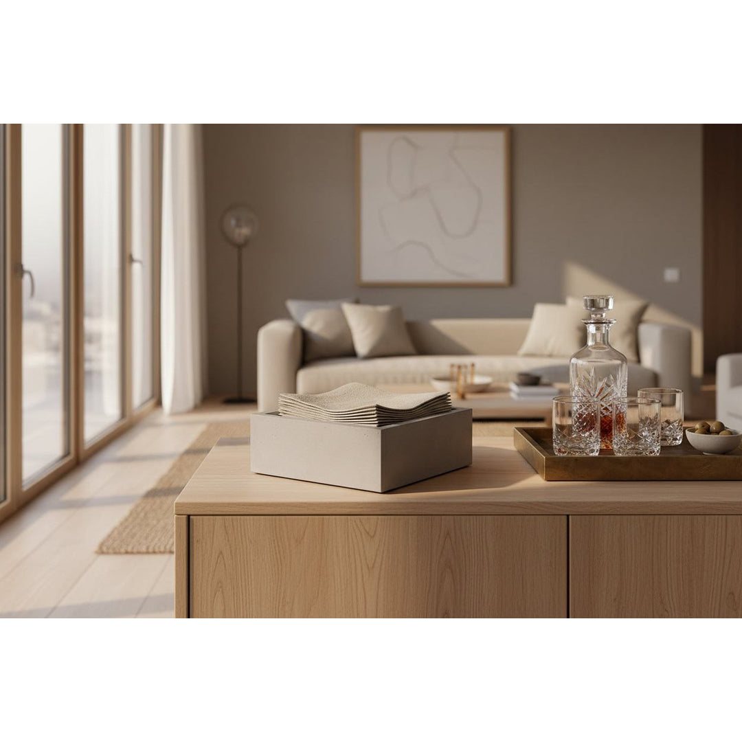 Concrete Cocktail Napkin Bin: Gray — napkin holder, [material], Port Living Co.