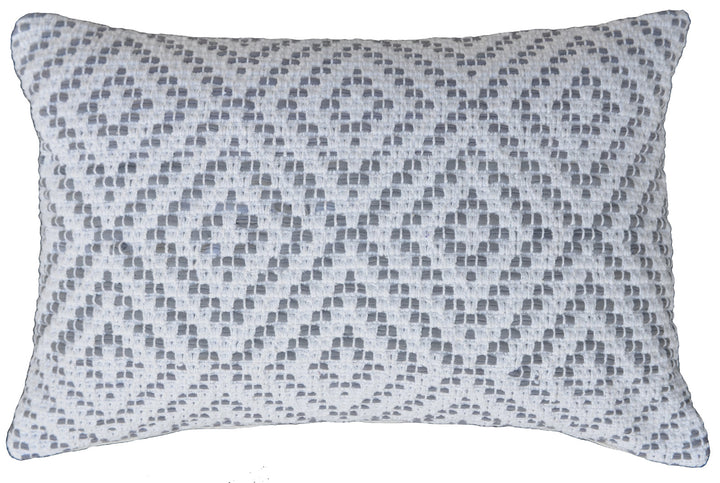 Rectangular cotton throw pillow, light gray mosaic pattern on white, 14x20 in