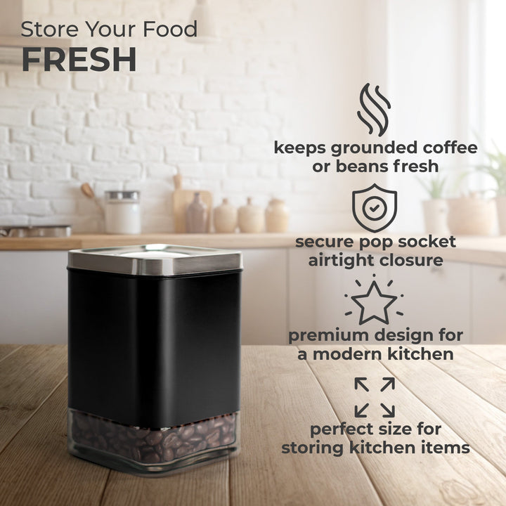 Borosilicate Glass & Stainless Steel Storage Jar–8 oz (Square)