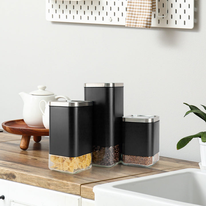 Borosilicate Glass & Stainless Steel Storage Jar–8 oz (Square)