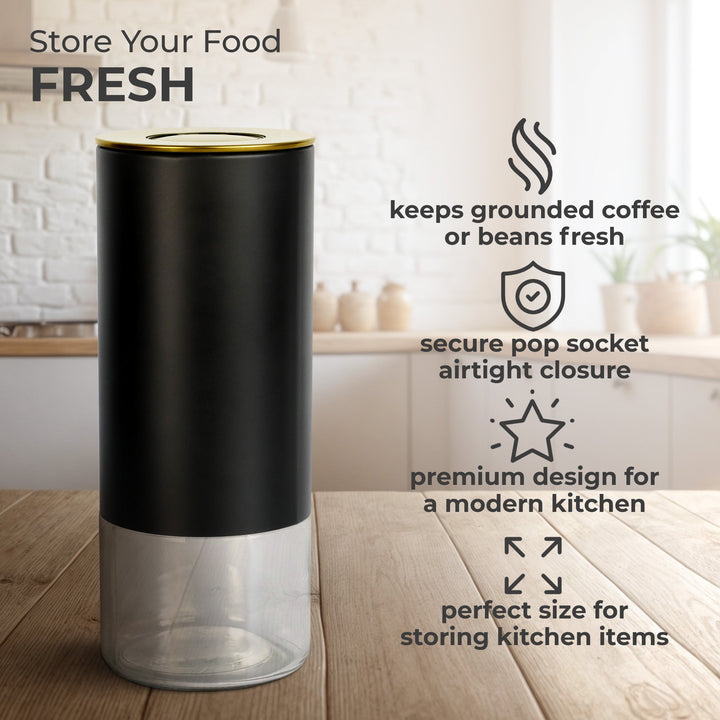 Borosilicate Glass & Stainless Steel Storage Jar–16 oz (Round)