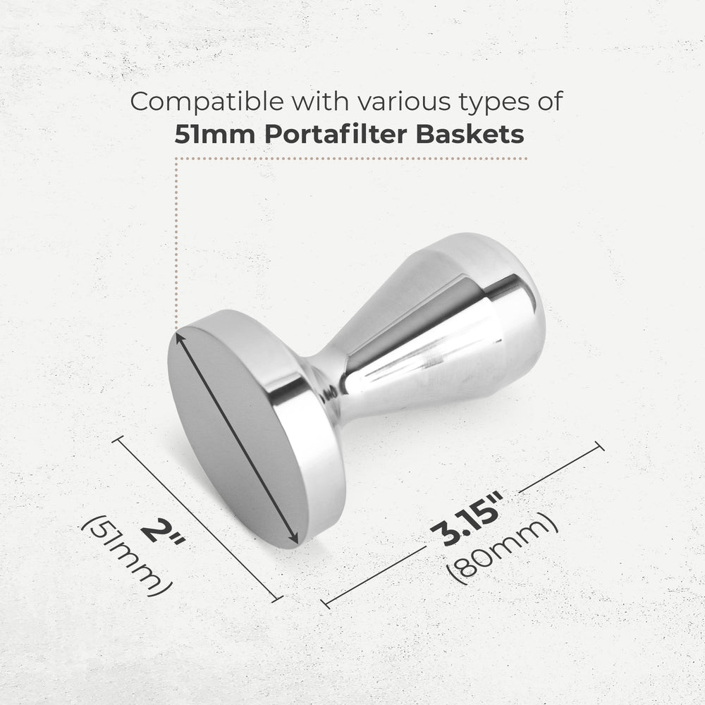 Stainless steel espresso tamper with 5mm fit for portafilter baskets