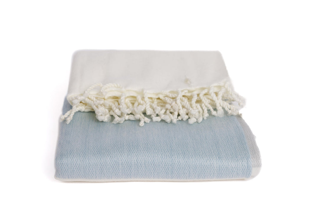 Handwoven Alpaca Throw Blanket From Ecuador - Glacier Grays & White - Kallpa Collection