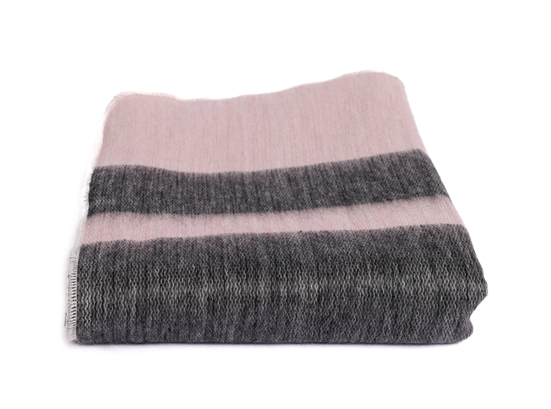 Handwoven Alpaca Throw Blanket From Ecuador - Pink Charcoal - Kallpa Collection