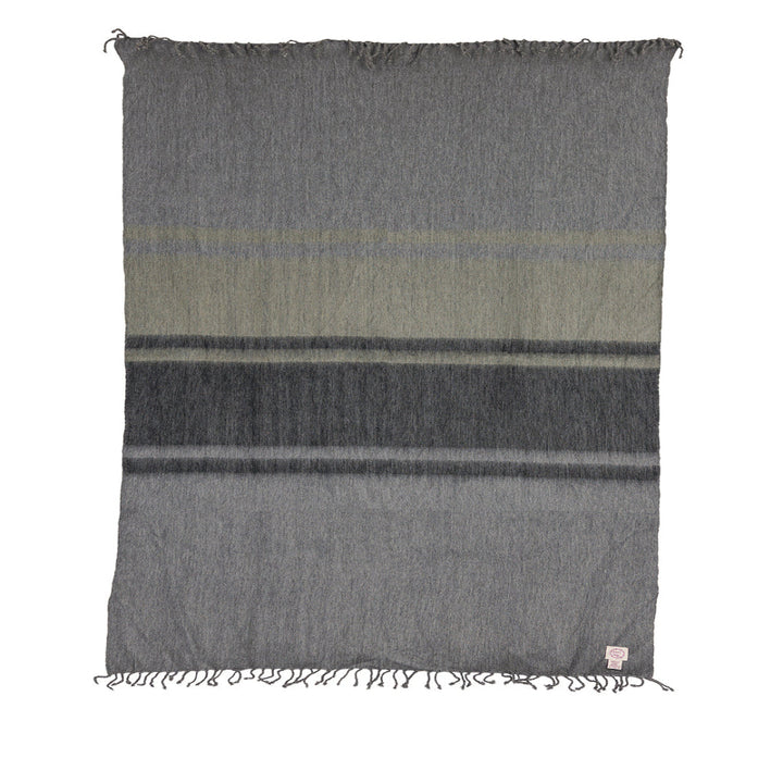 Handwoven Alpaca Throw Blanket From Ecuador - Storm Grays & Olive - Kallpa Collection
