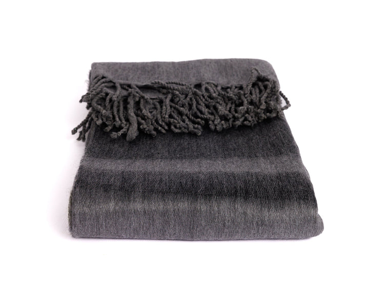 Handwoven Alpaca Throw Blanket From Ecuador - Storm Grays & Olive - Kallpa Collection