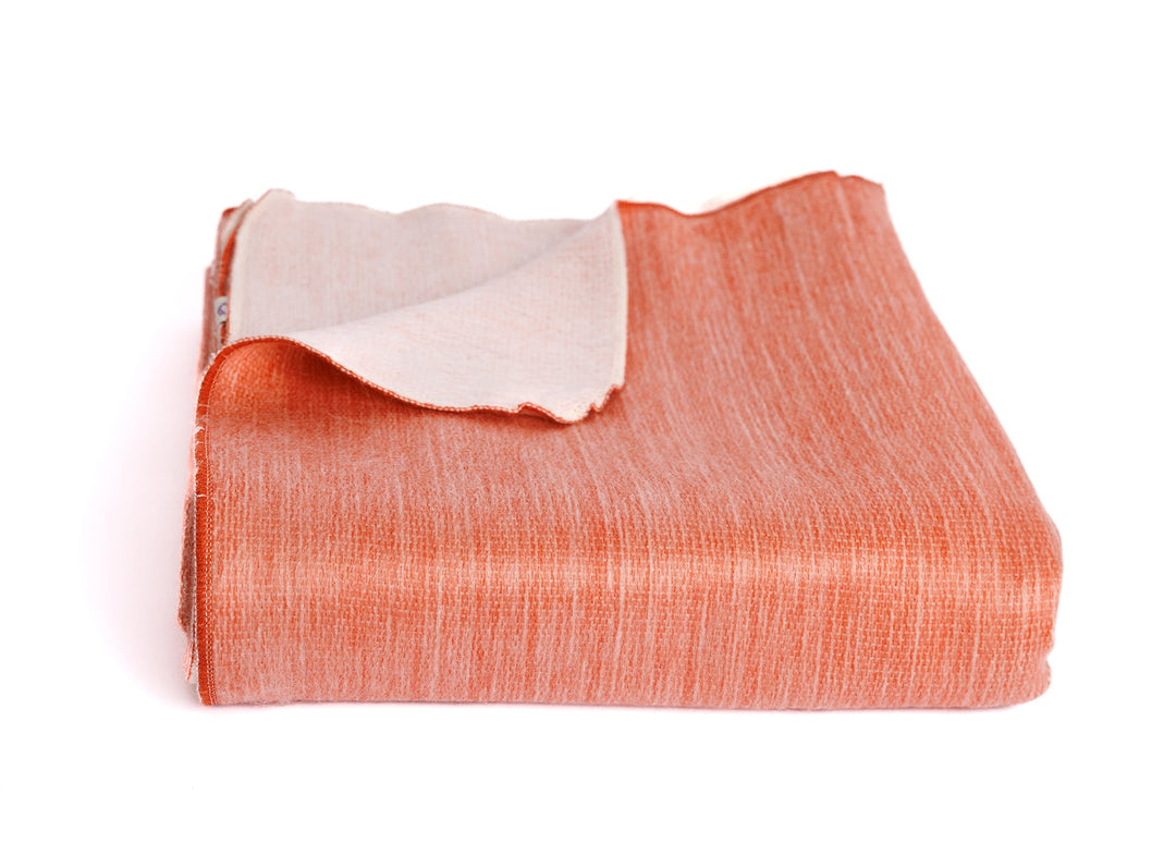 Reversible Alpaca Throw Blanket Handwoven From Ecuador - Melon & White - Kani Collection