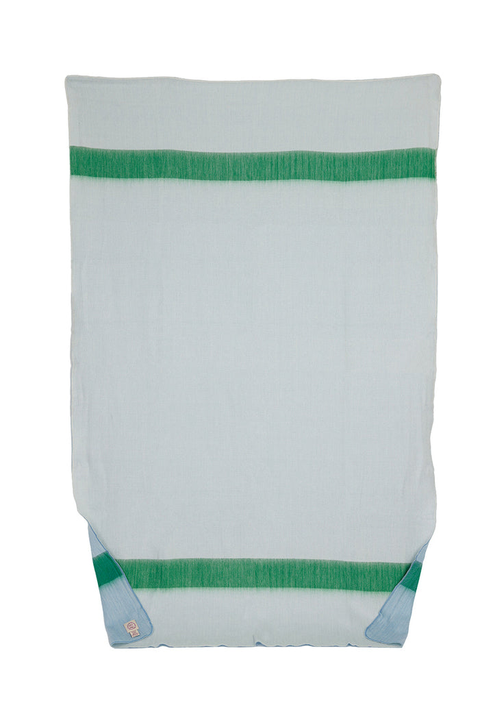 Reversible Alpaca Throw Blanket Handwoven From Ecuador - Powder Blue & Green - Kani Collection