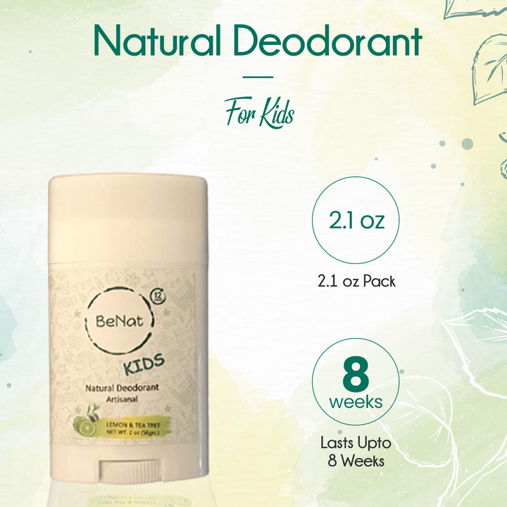 BeNat Kids natural deodorant stick, 2.1 oz pack