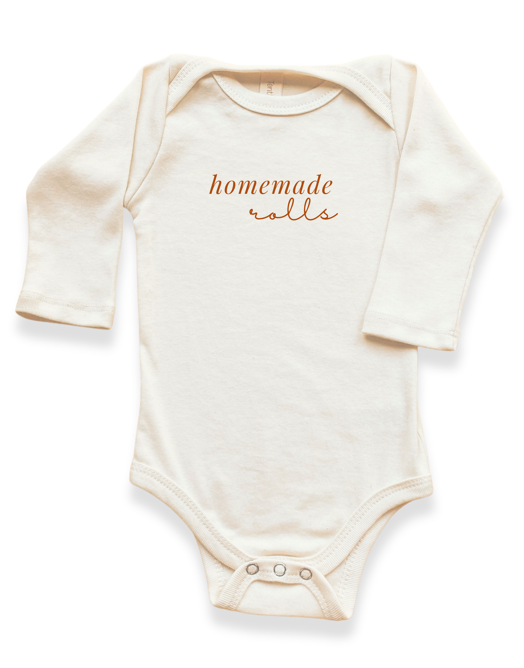 Cream long-sleeve baby bodysuit with &